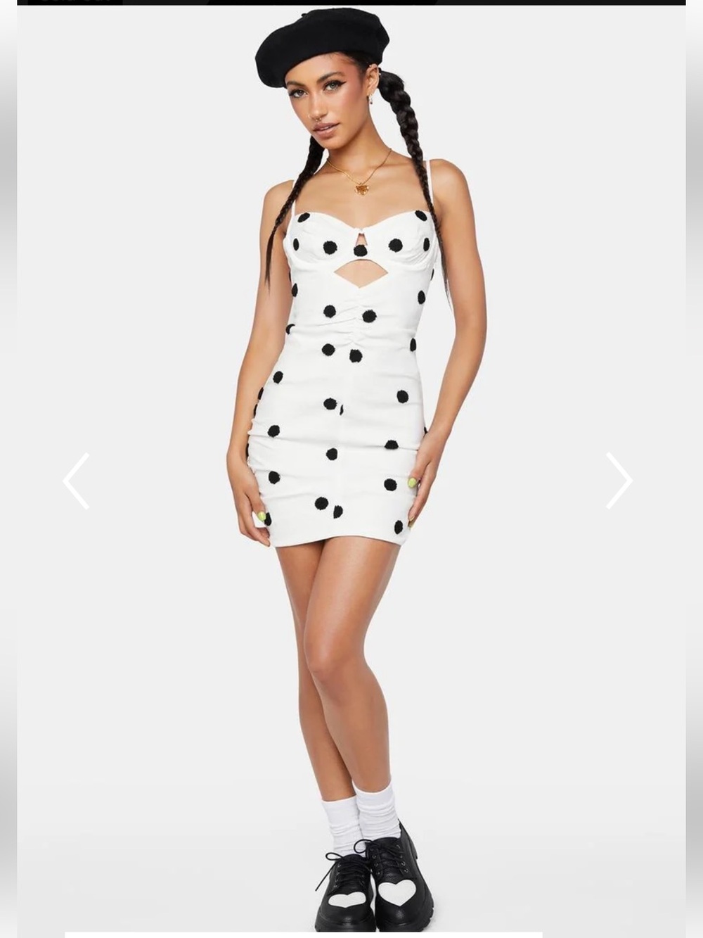 New For Love and Lemons Abigail Mini Dress Black/White Polkadot Medium Revolve